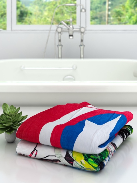 

Marvel Unisex Set Of 2 Athom Trendz Marvel Printed 300 GSM Cotton Large Bath Towels, White