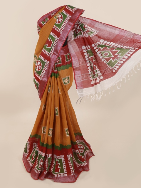 

Pothys Women Mustard Ethnic Motifs Printed Saree
