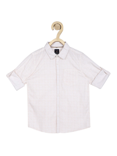 

Allen Solly Junior Boys White & Brown Slim Fit Printed Casual Shirt