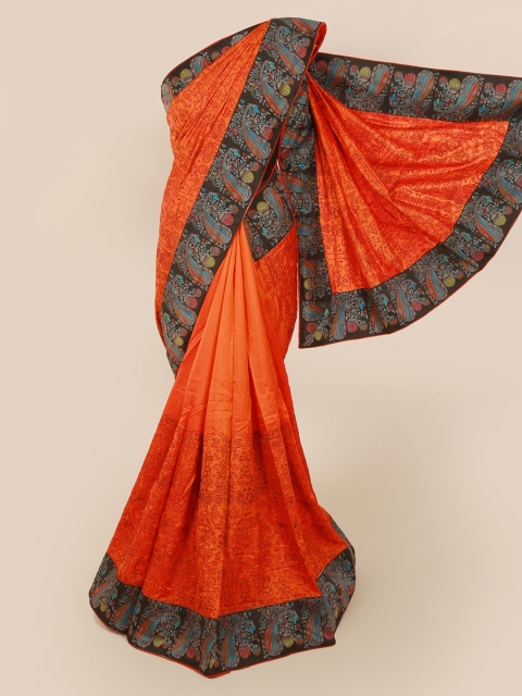 

Pothys Orange Printed Art Silk Saree