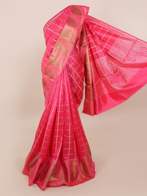 

Pothys Pink Checked Pure Silk Saree