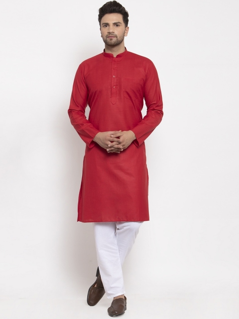 

GRACIT Men Red Solid Kurta with Pyjamas