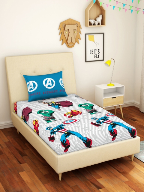 

CORE Designed by SPACES Marvel Avengers Blue 144 TC Pure Cotton Single Bedsheet