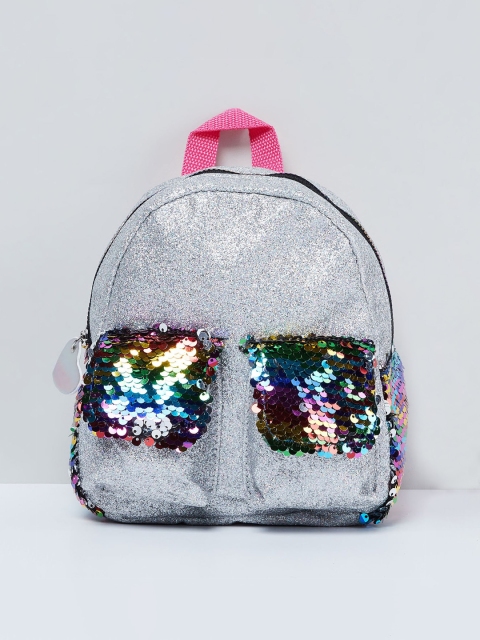 

max Girls Silver-Toned Embellished Backpack