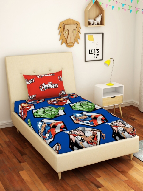 

CORE Designed by SPACES Marvel Avengers Blue 144 TC Pure Cotton Single Bedsheet