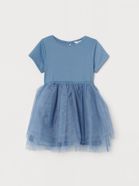 

H&M Girls Blue Solid Tulle dress