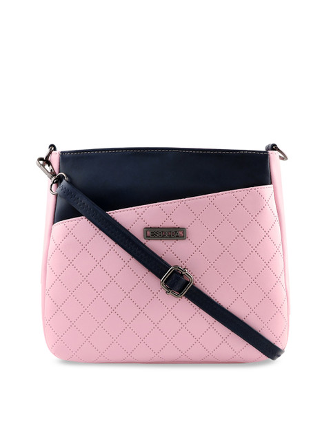 

ESBEDA Pink & Navy Blue Self Design Sling Bag