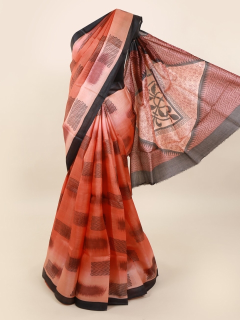 

Pothys Orange Printed Pure Silk Saree