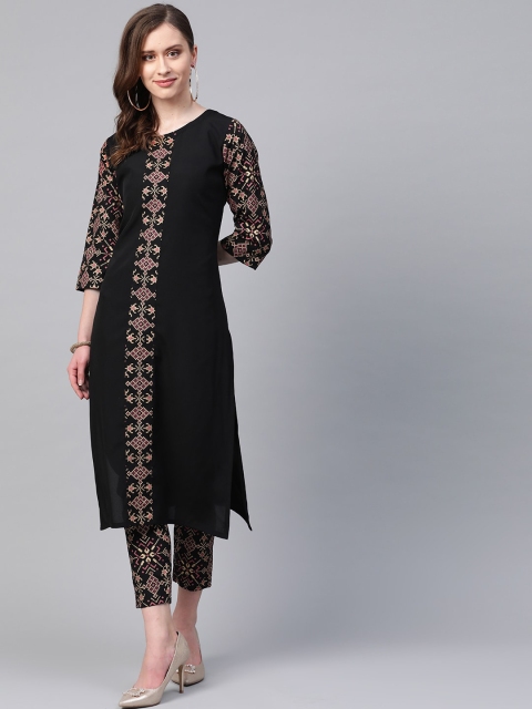 

ZIYAA Women Black Printed Kurta with Trousers