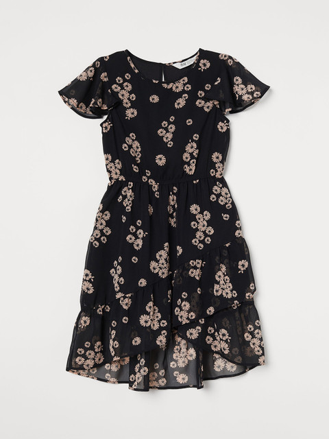 

H&M Girls Black Flutter-Sleeved Dress