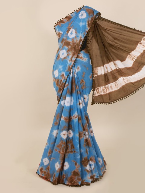 

Pothys Blue Woven Design Saree With Pompom Border