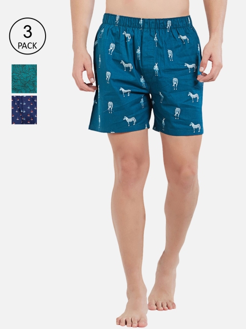 

XYXX Men Pack Of 3 Printed Boxers XYBOX2PCKN90, Blue
