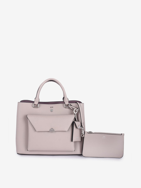 

LYN Taupe Solid Handheld Bag With Pouch
