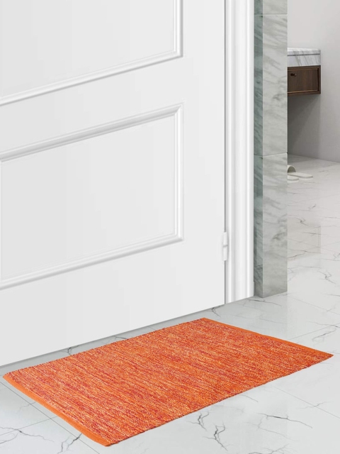 

SCENTRA HOME Orange & Red Self-Design Bath Mat