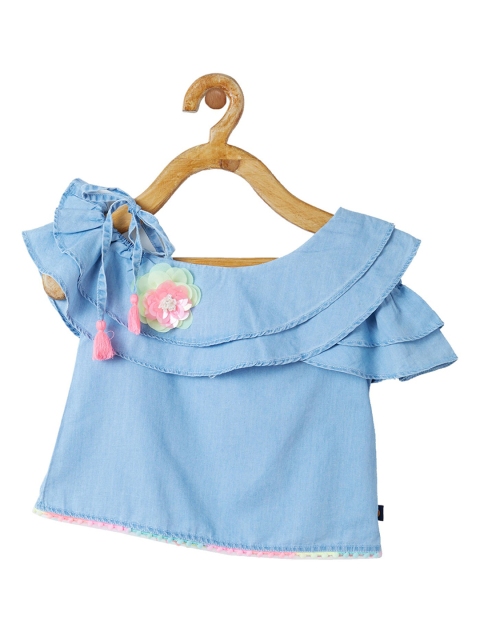VITAMINS Girls Blue Pure Cotton Top