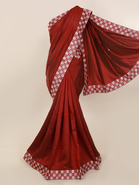 

Pothys Maroon Solid Art Silk Saree