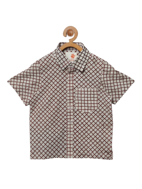 

charkhee Boys Beige Regular Fit Printed Casual Shirt