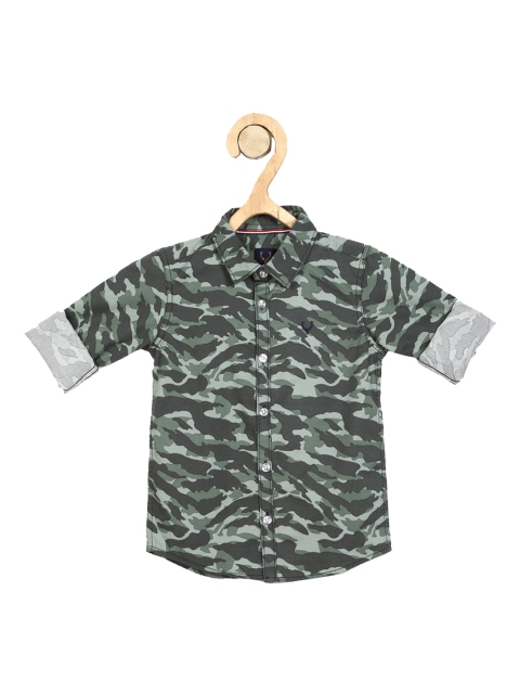 

Allen Solly Junior Boys Green & Grey Slim Fit Printed Cotton Casual Shirt