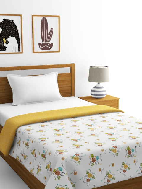 

BIANCA White & Yellow Floral AC Room 300 GSM Single Bed Dohar