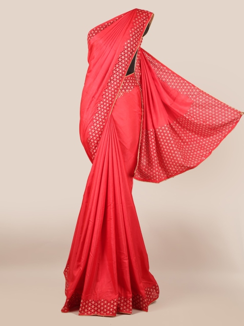 

Pothys Red Solid Art Silk Saree