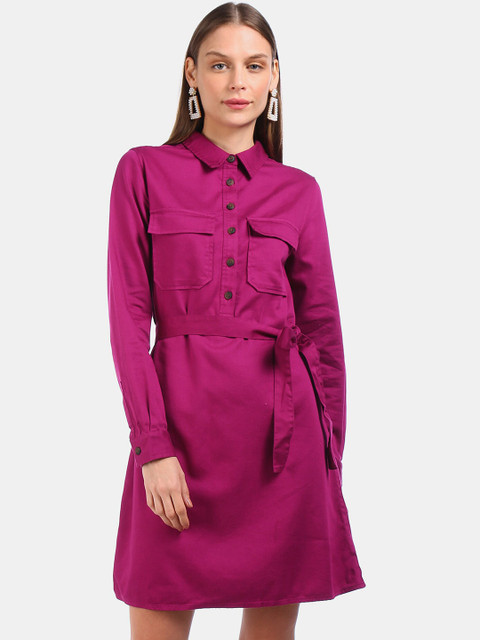 

GAP Women Magenta Solid Shirt Dress