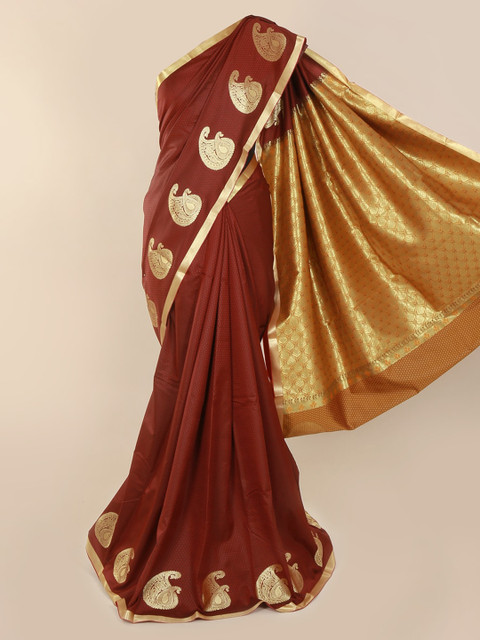 

Pothys Brown Solid Art Silk Saree
