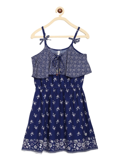 

Pepe Jeans Girls Blue Floral Printed Fit and Flare Dress