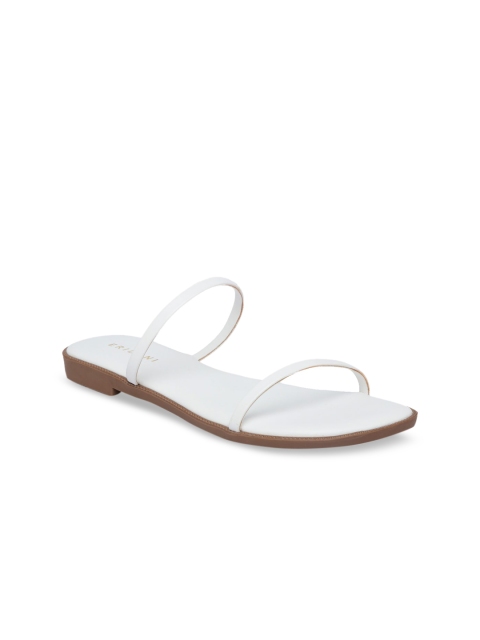 

ERIDANI Women White Solid Open Toe Flats
