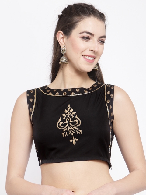 

studio rasa Black Printed Crepe Crop Top