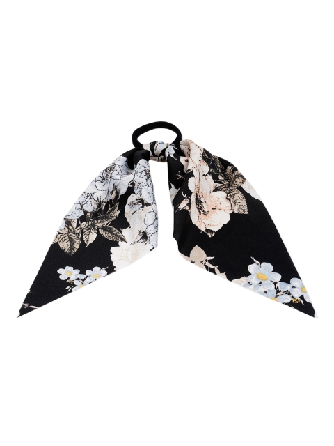 

ToniQ Women Black Satin Floral Scarf Rubberband