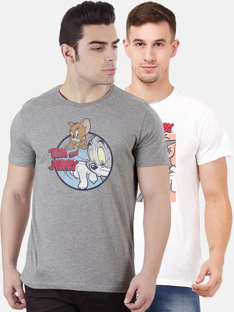 

Free Authority Men Pack of 2 Tom & Jerry Printed Round Neck T-shirts, Grey