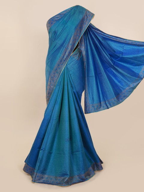 

Pothys Blue Solid Art Silk Saree