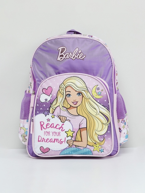 

max Girls Pink & Violet Barbie Print Backpack