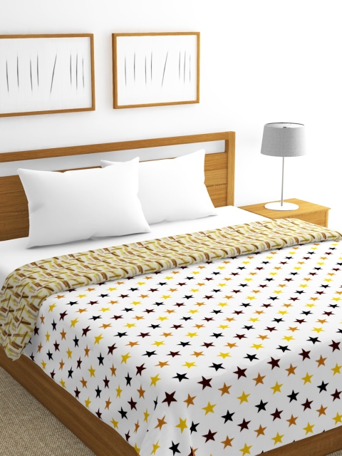 

BIANCA White & Yellow Geometric AC Room 300 GSM Cotton Double Bed Dohar