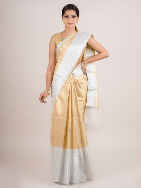 

Pothys Gold-Toned & Silver-Toned Tissue Woven Design Saree