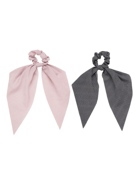 

ToniQ Set Of 2 Checked Ponytail Holders, Pink