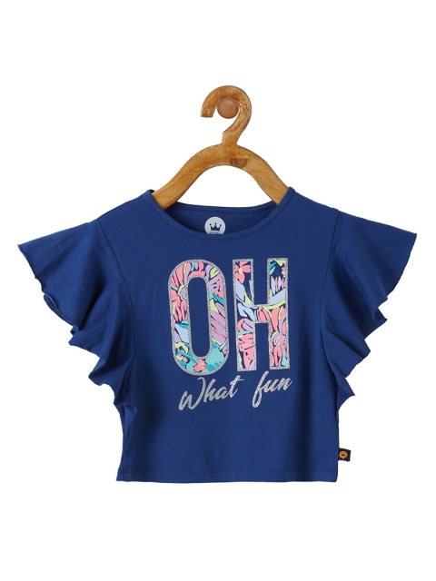 

VITAMINS Girls Blue Printed Flared Sleeves Top