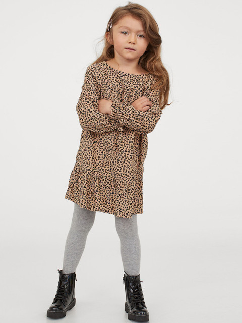 

H&M Girls Beige Printed Corduroy dress