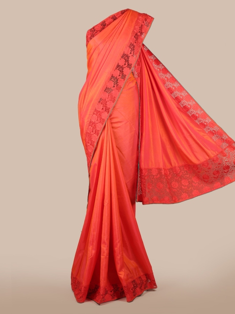 

Pothys Orange & Turquoise Blue Art Silk Solid Saree