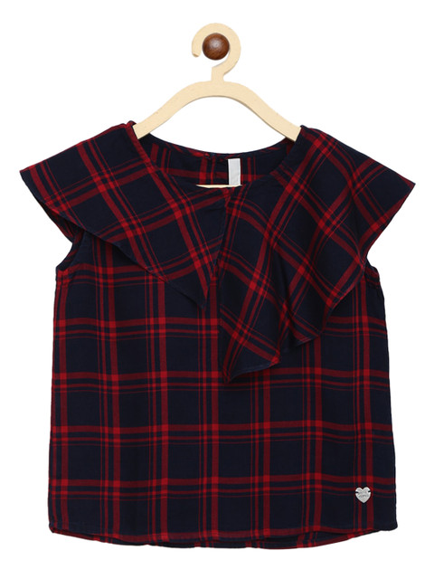 

Pepe Jeans Red & Navy blue Checked Top