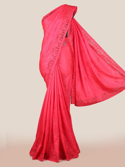 

Pothys Pink Solid Art Silk Saree