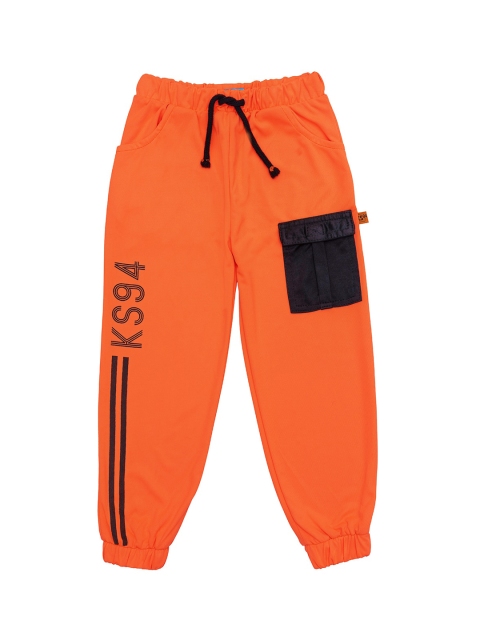 

Kid Studio Unisex Kids Orange & Black Printed Joggers