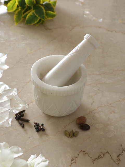 

Amoliconcepts White Marble Hand Carved Sustainable Mortar & Pestle