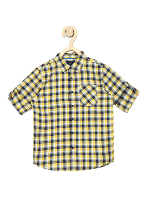 

Allen Solly Junior Boys Yellow Slim Fit Checked Casual Shirt