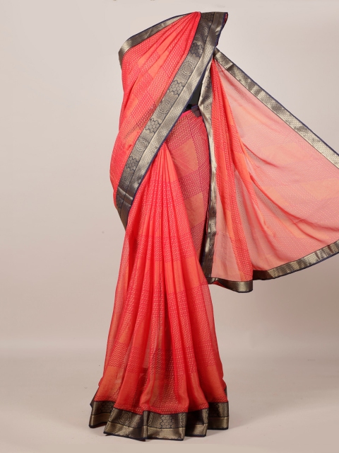 

Pothys Pink & Gold-Toned Poly Georgette Printed Saree
