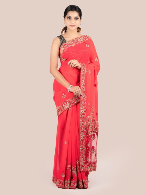 

Pothys Red Solid Saree