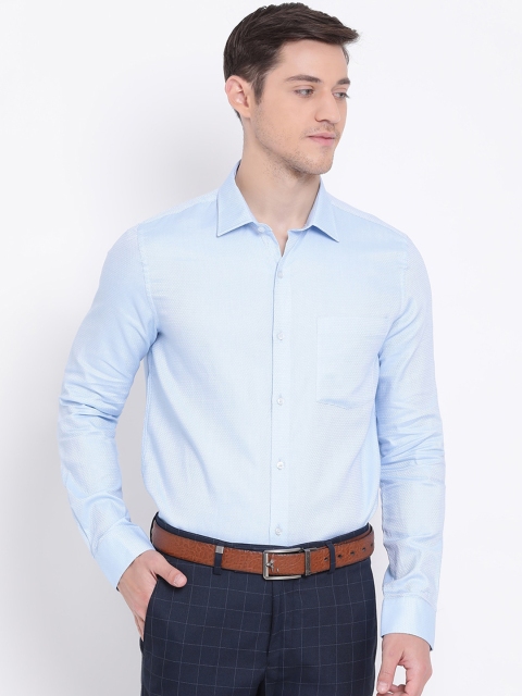 

Turtle Men Blue Slim Fit Self Design Formal Shirt