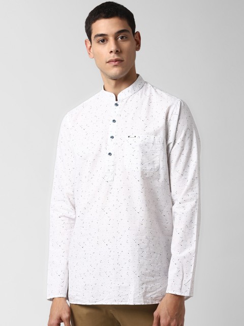 

Peter England White Printed Straight Kurta