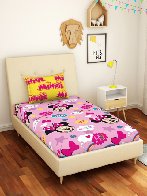 

CORE Designed by SPACES Disney Minnie Pink 144 TC Pure Cotton Single Bedsheet