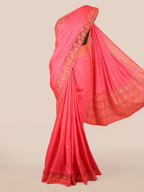 

Pothys Pink Solid Art Silk Saree
